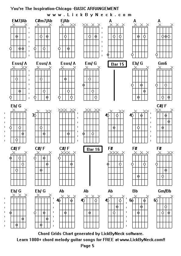 Chord Grids Chart of chord melody fingerstyle guitar song-You're The Inspiration-Chicago -BASIC ARRANGEMENT,generated by LickByNeck software.